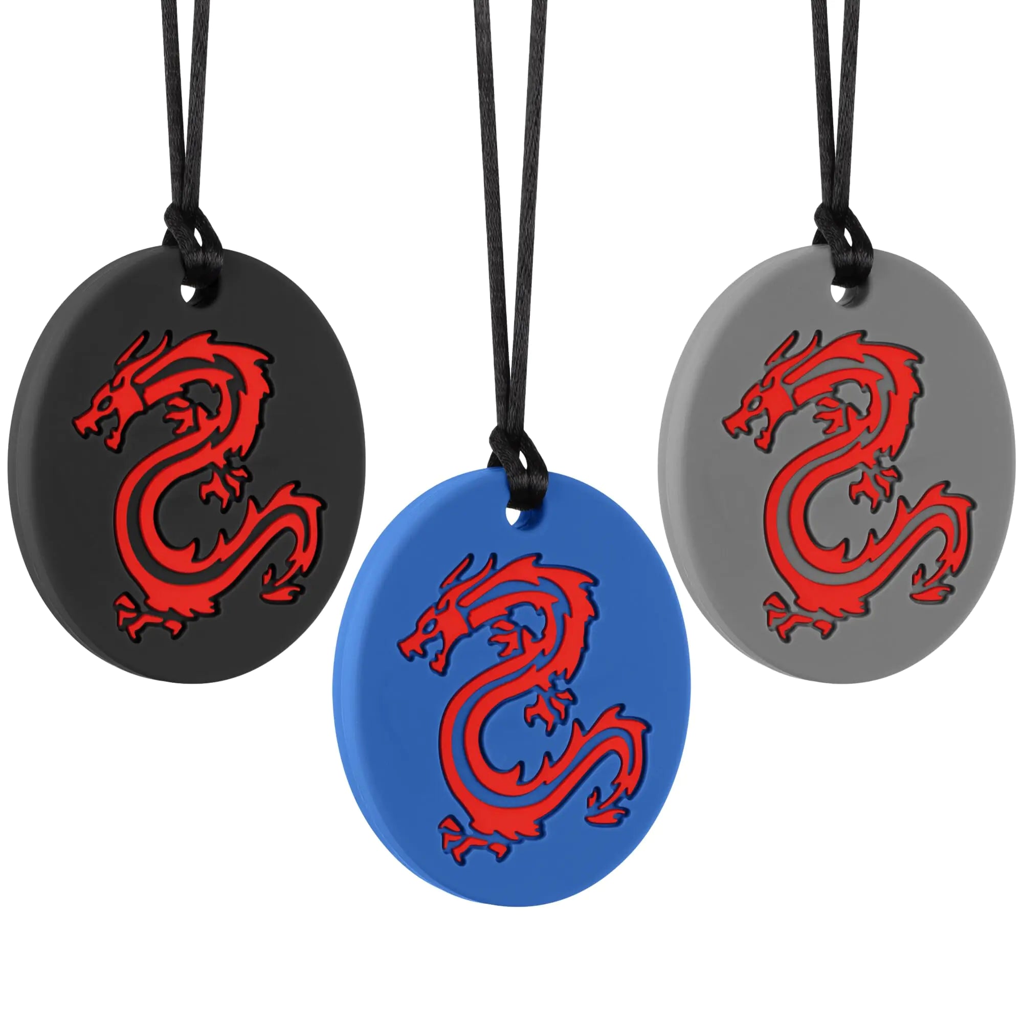 Sensory Chew Necklaces for Sensory Kids Oral Sensory Chewy Toys for Chewers with ADHD SPD Autism Silicone Chewing Necklace (3Packs)