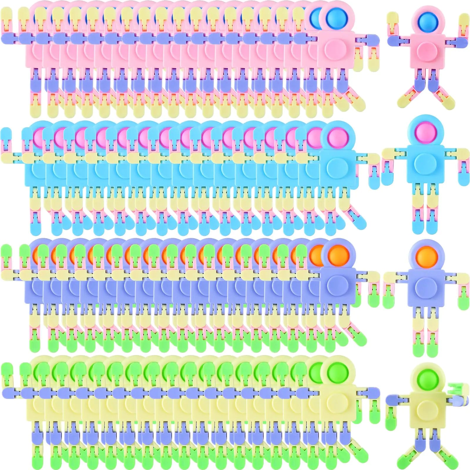 Shappy 72 Pcs Fidget Sensory Spinner Toys Transformable Chain Robot Fingertip Toy Sensory for Anxiety Stress Relief ADHD Autism Pinata Goodie Bag Stuffers(Classic Colors)