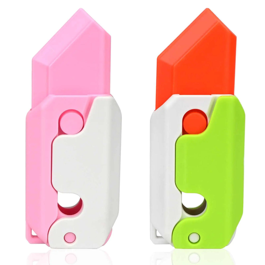 Fidget Knife Toy 3D Printed Gravity Knife Plastic Carrot Knife Fidget Toys Sensory Knife Gifts for Adults Kids Anxiety Stress Relief Toys for ADHD Autism (2pcs Pink+Green)