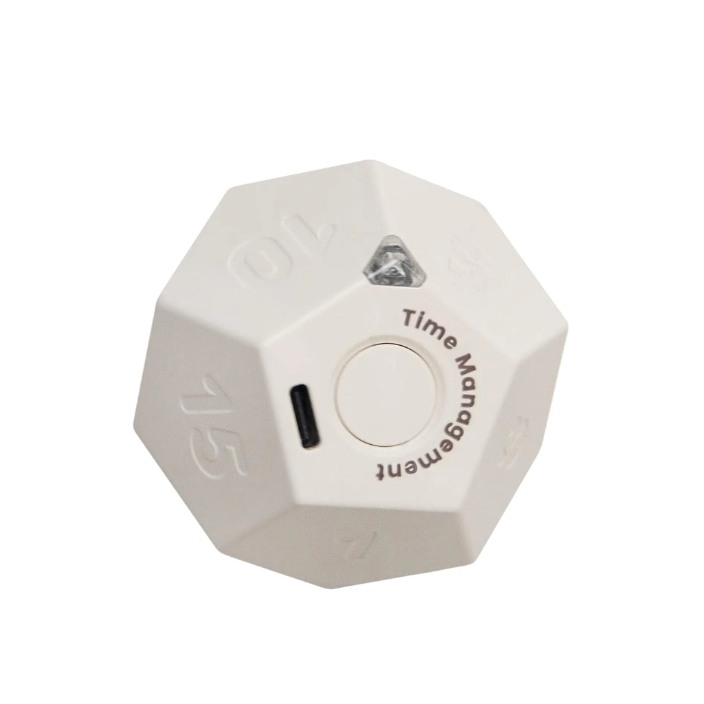 Mini 12 Sided Cube TimerPomodoro Timer11 Preset Time Productivity Timer，Easy to use Timer for ADHD Workout Study Kitchen Timer for Cooking (White)