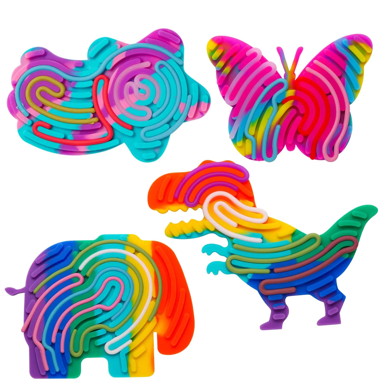 4 Pack Sensory Activity Board Toys Set Silicone Fidget Toys Adults Toddler Bulk Party Favors Sensory Toys for Kids 8-12 Calm Down Fidget Toy for Stress Relief ADHD and Autism